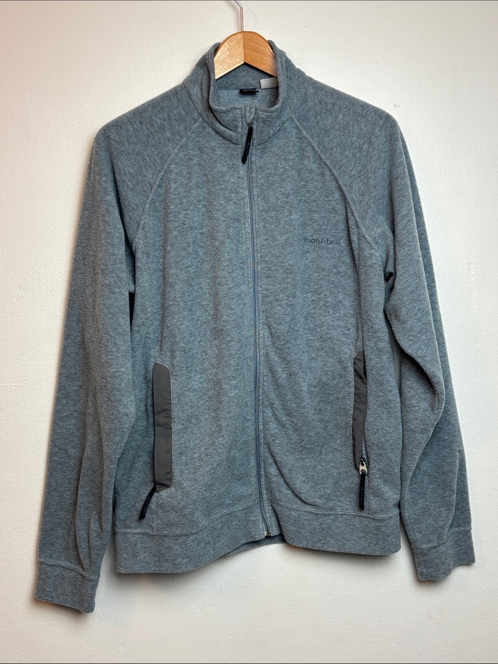 VTG Montbell Men’s Medium Chameece Fleece Jacket Gray Full-Zip Hiking Outdoor‎